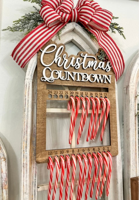 Candy Cane Christmas Countdown Laser Cut Sign