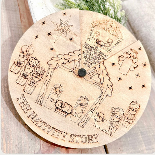 The Nativity Christmas Story Turning Activity Wheel Disc 10"