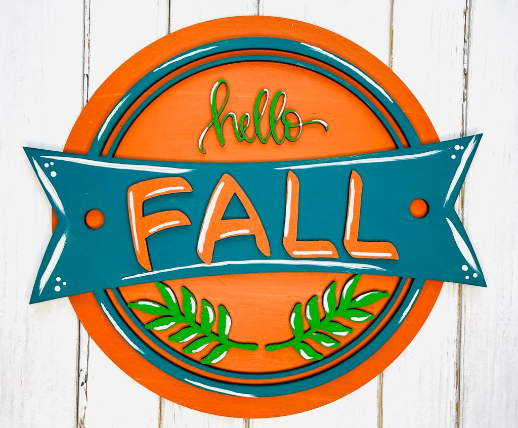 Hello Fall Cute Door Hanger