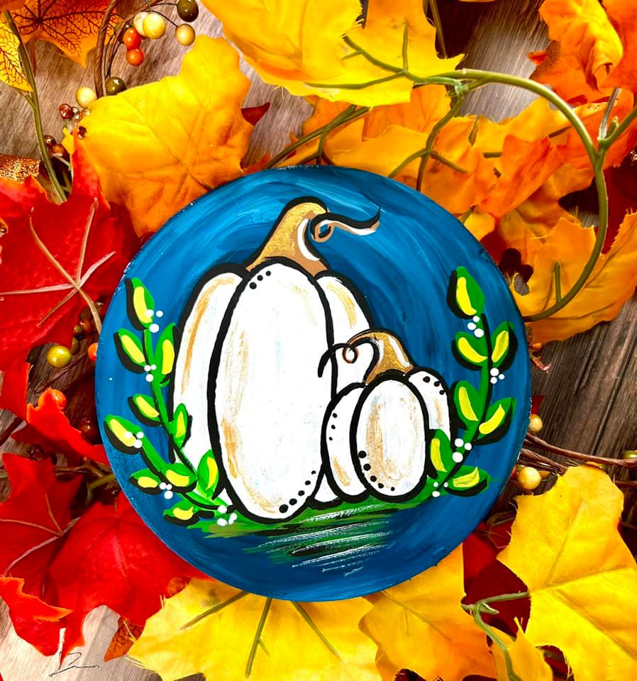 Autumn Blue Door Hanger Round