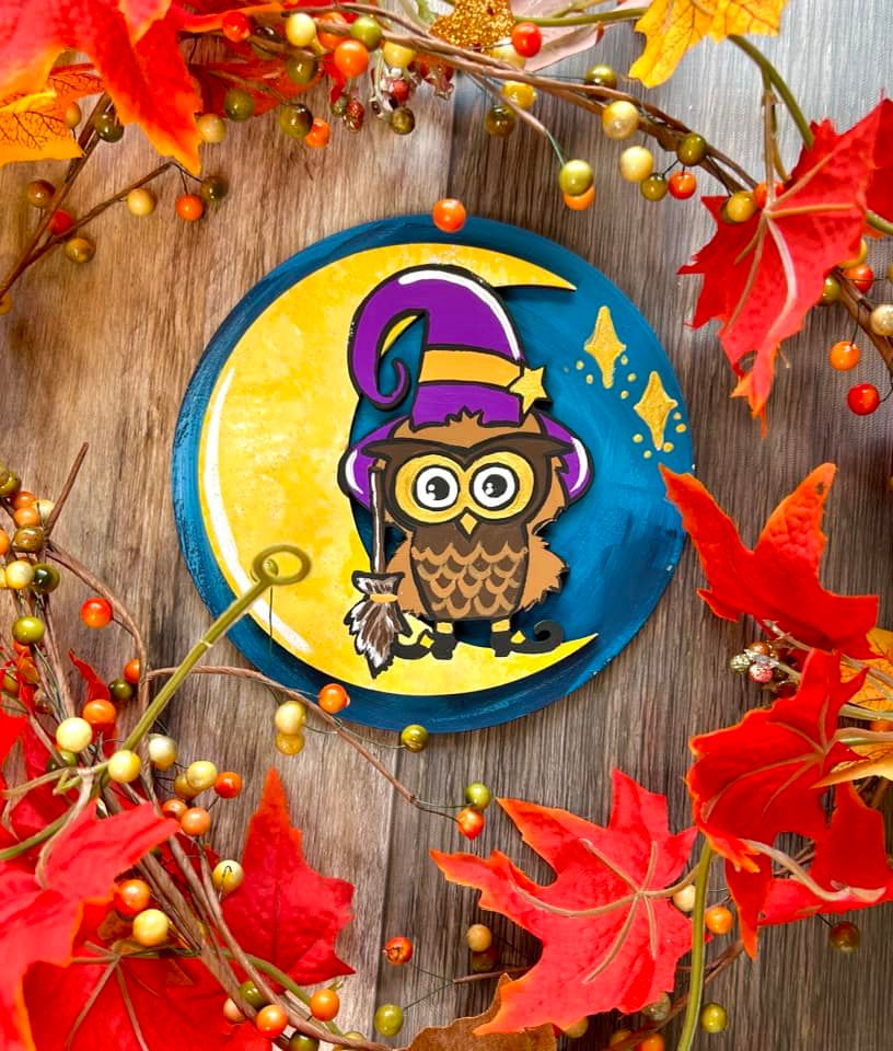 Halloween Owl Door Hanger Round