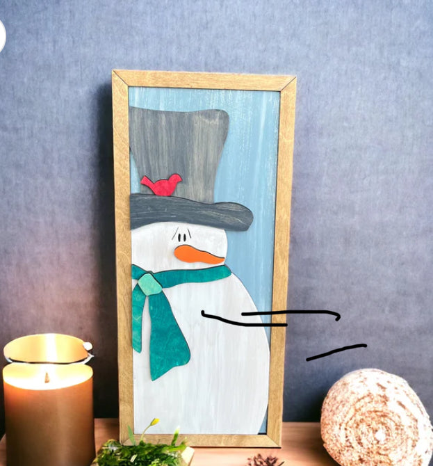 Primitive Snowman Layered Sign