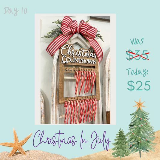 Candy Cane Christmas Countdown Laser Cut Sign