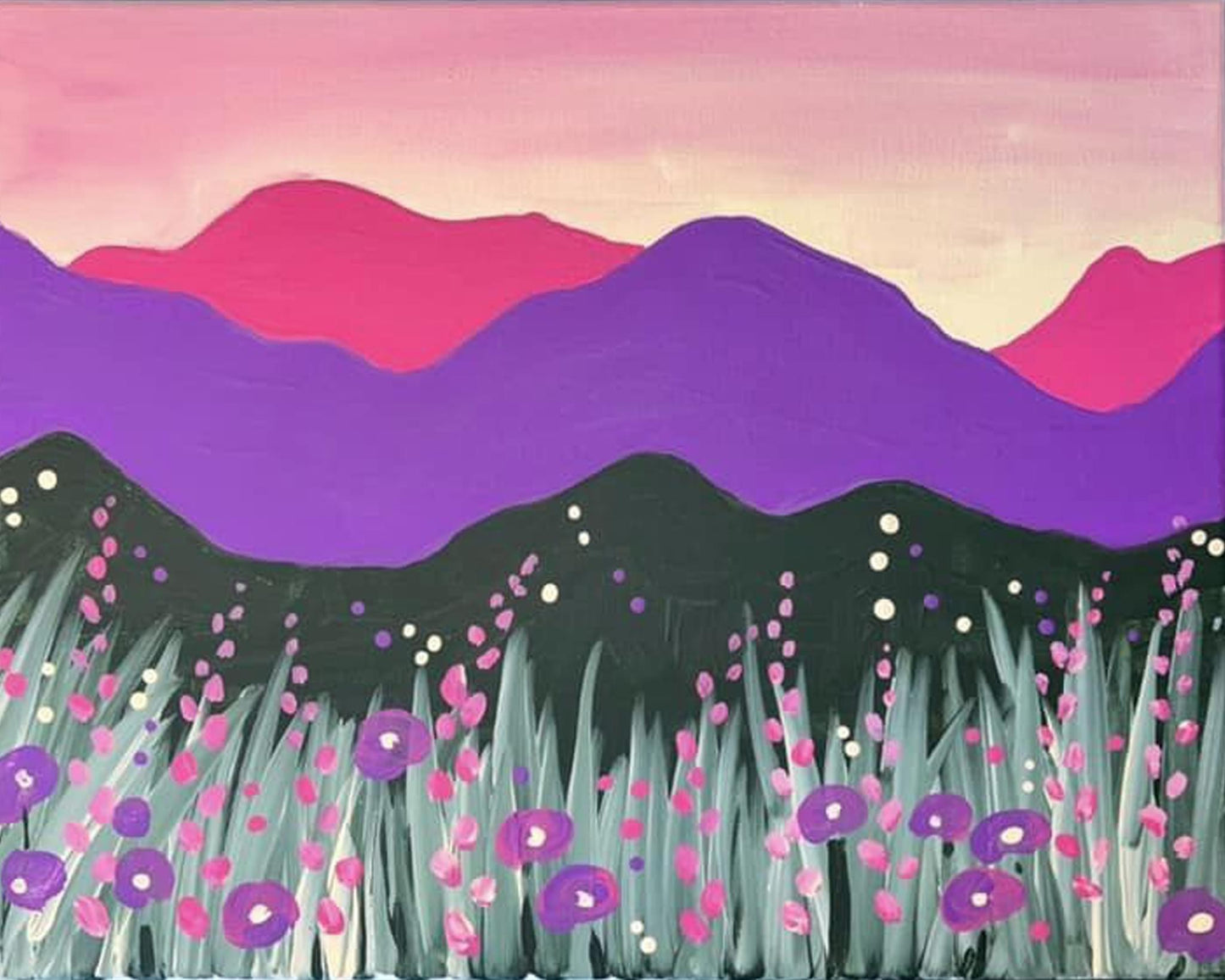 Mountains and Flowers Acrylic Paint Night Sat 7-20-24 @5pm