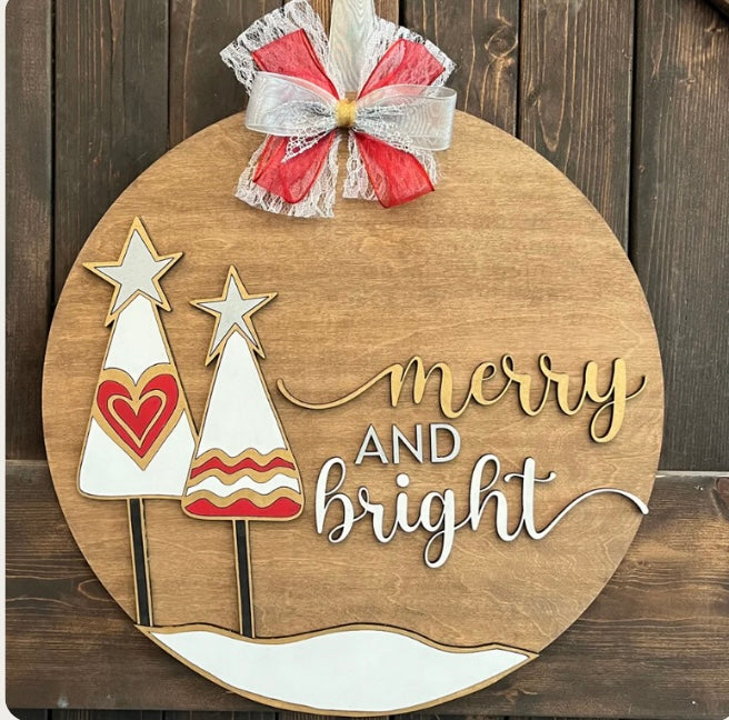 Merry and Bright Door Hanger