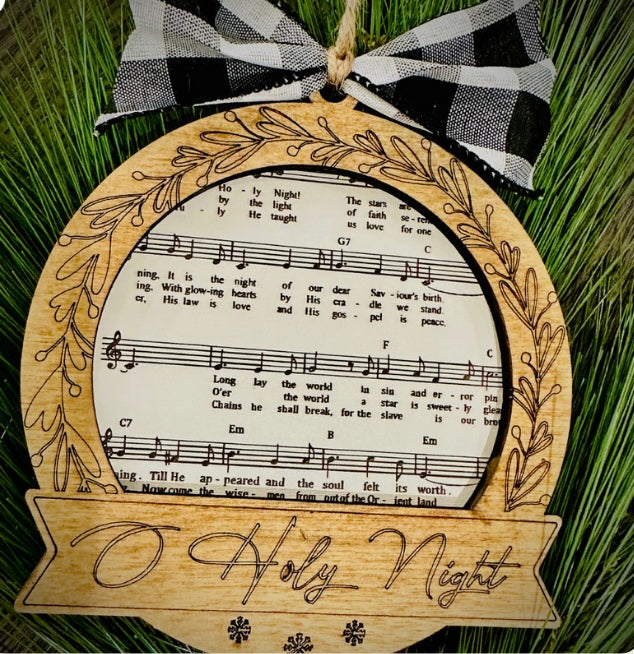 O Holy Night Sheet Music Layered Ornament