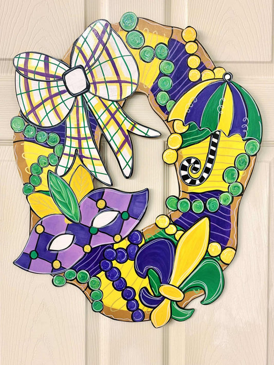 Mardi Gras King Cake Door Hanger