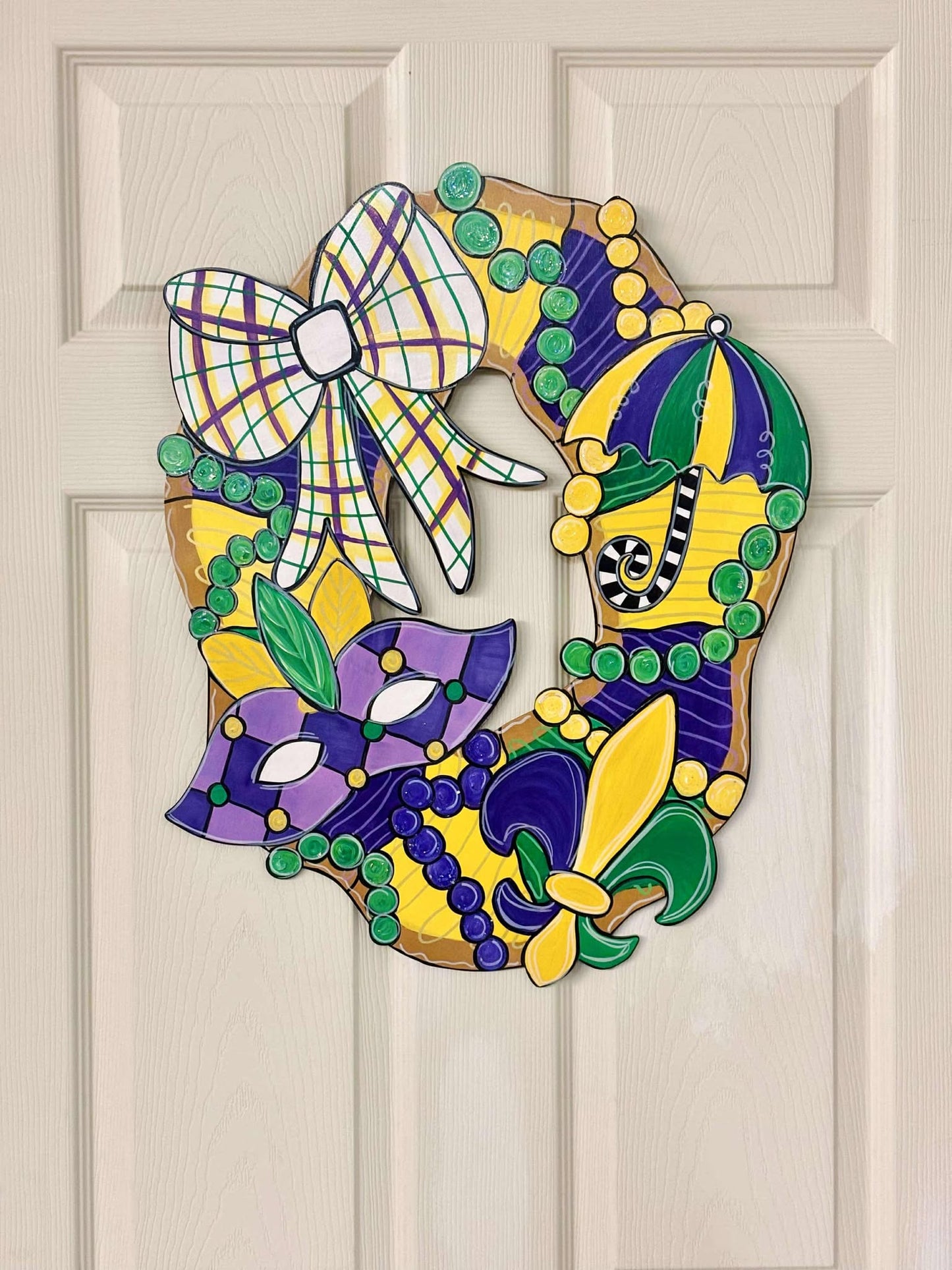 Mardi Gras King Cake Door Hanger