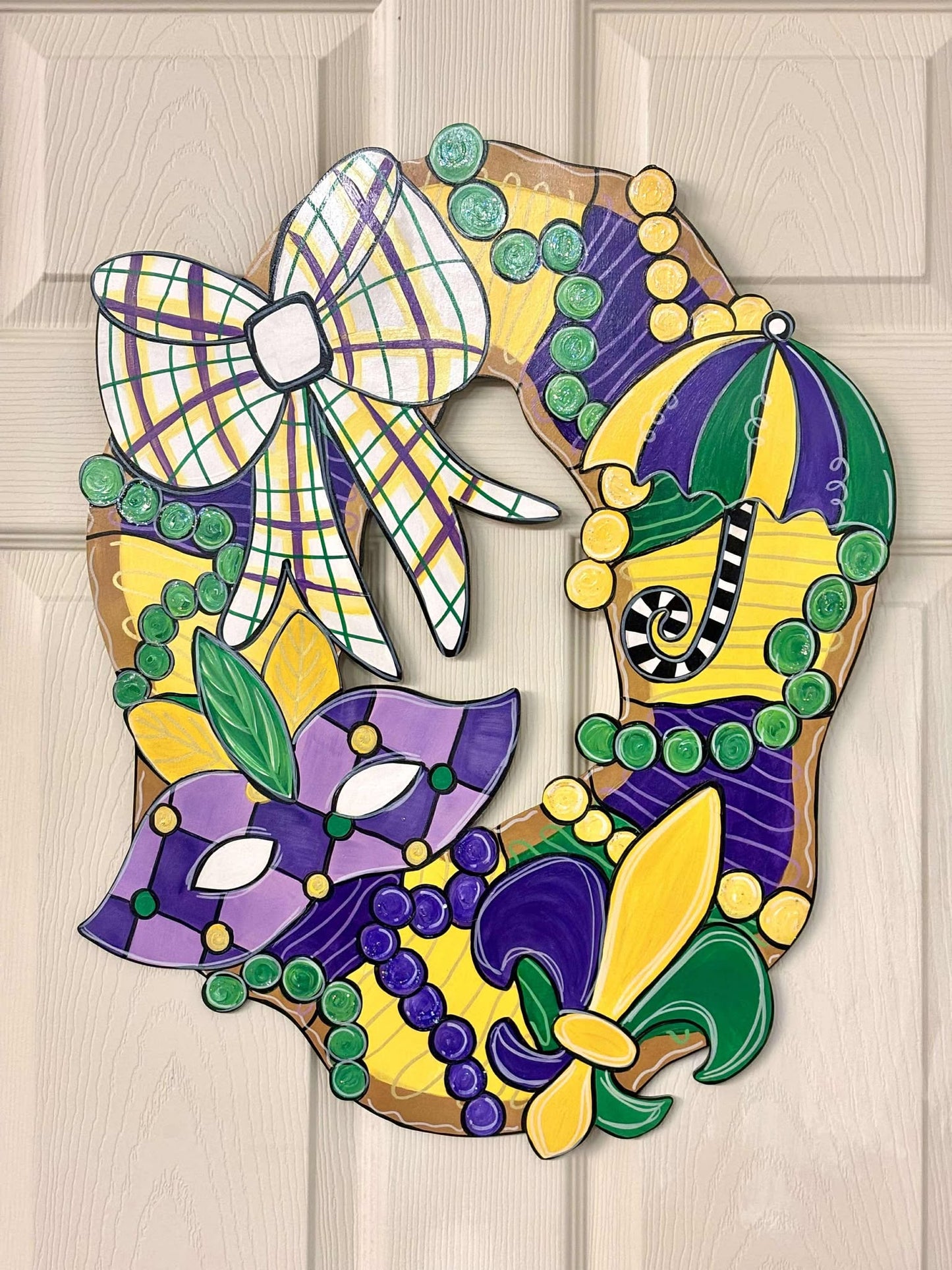 Mardi Gras King Cake Door Hanger